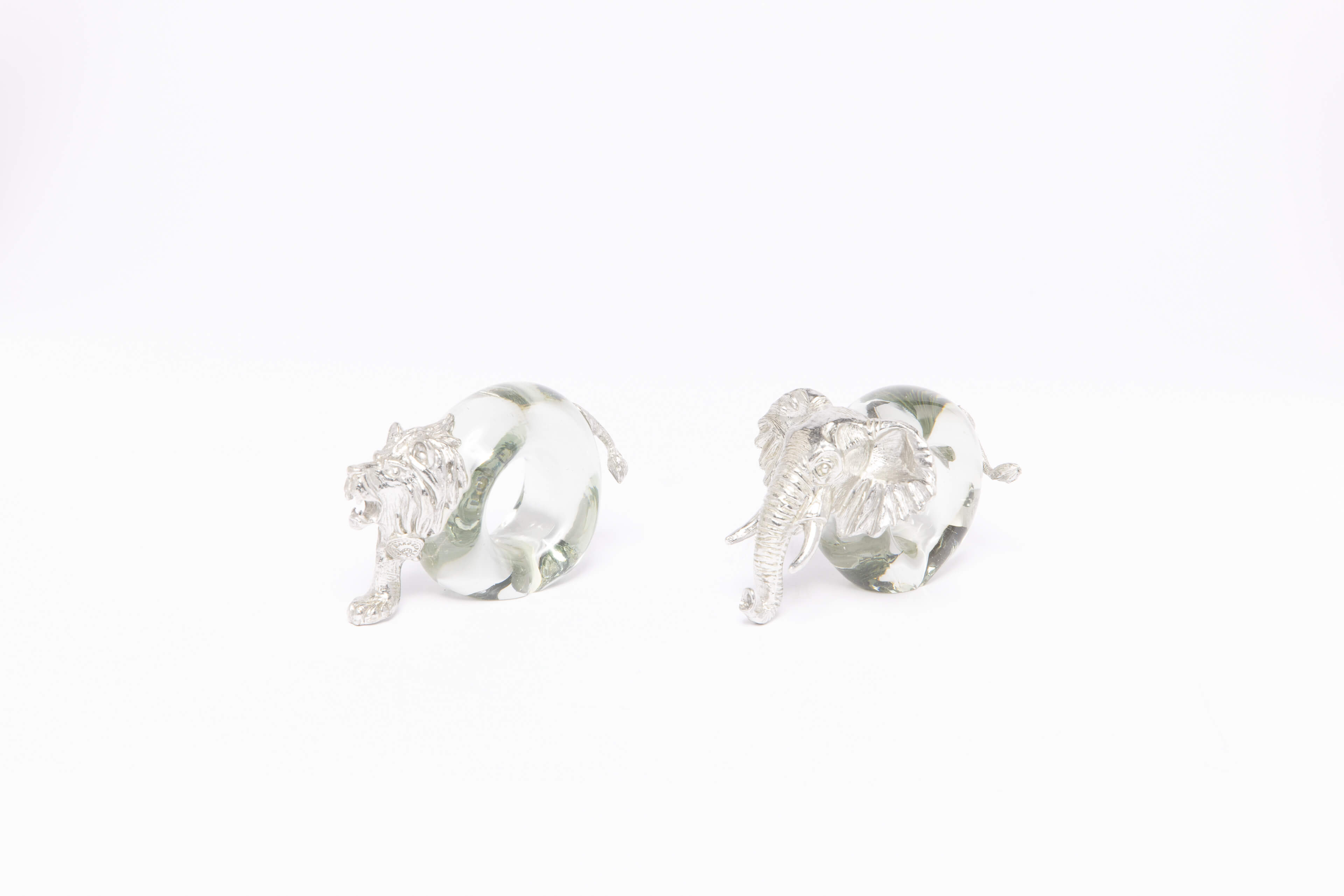 史瓦帝尼國徽獅象玻璃對組