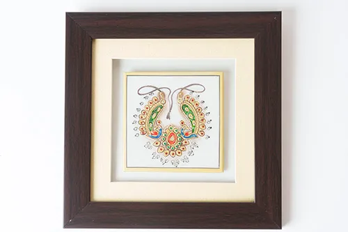 大理石鑲嵌黃金孔雀藝術品